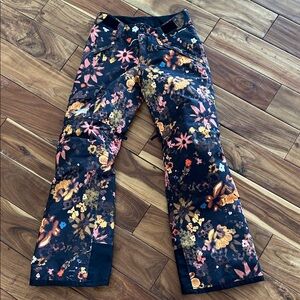 The North Face Floral Patterned Pants - Black and Orange